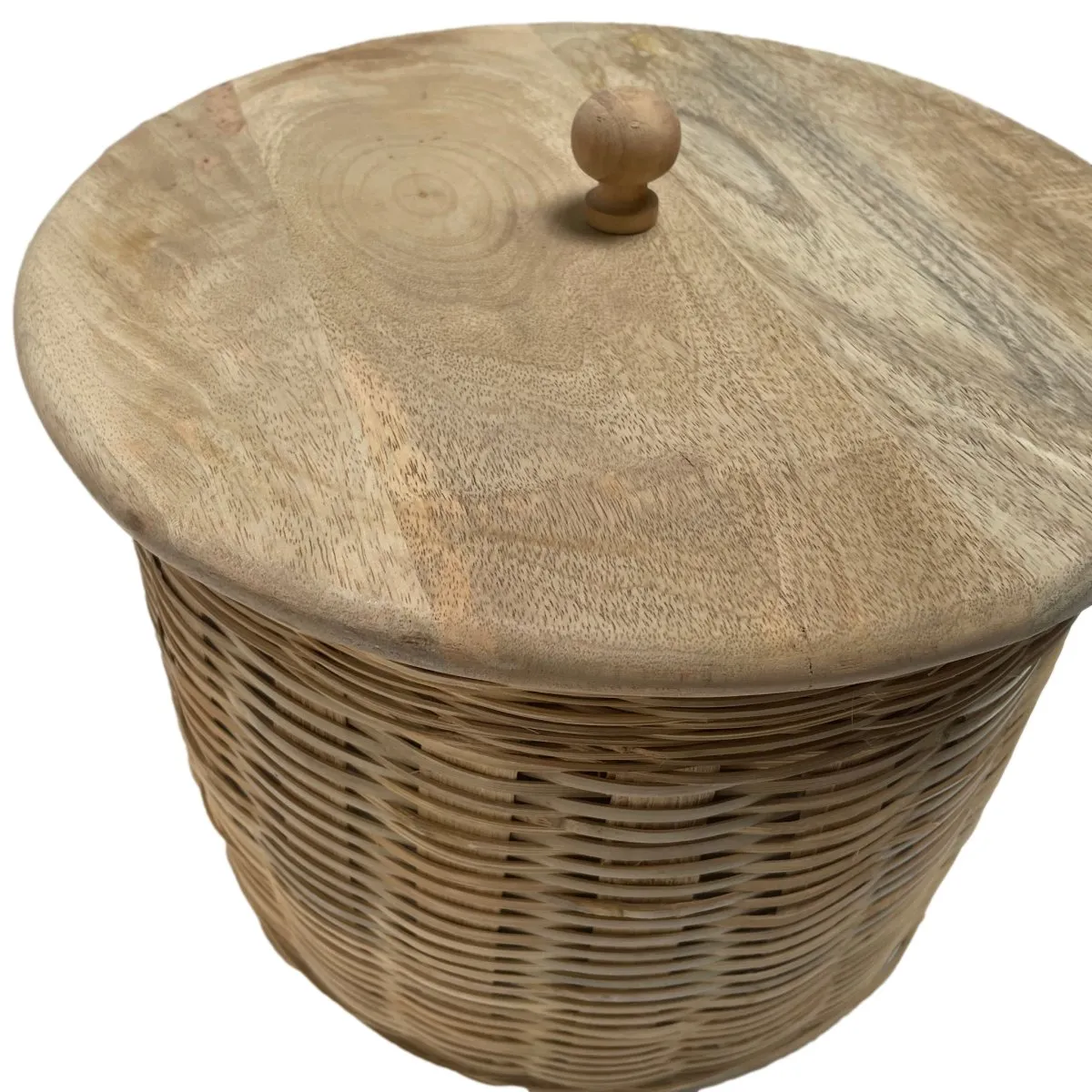 Medium Rattan Basket wtih Mango Wood Lid