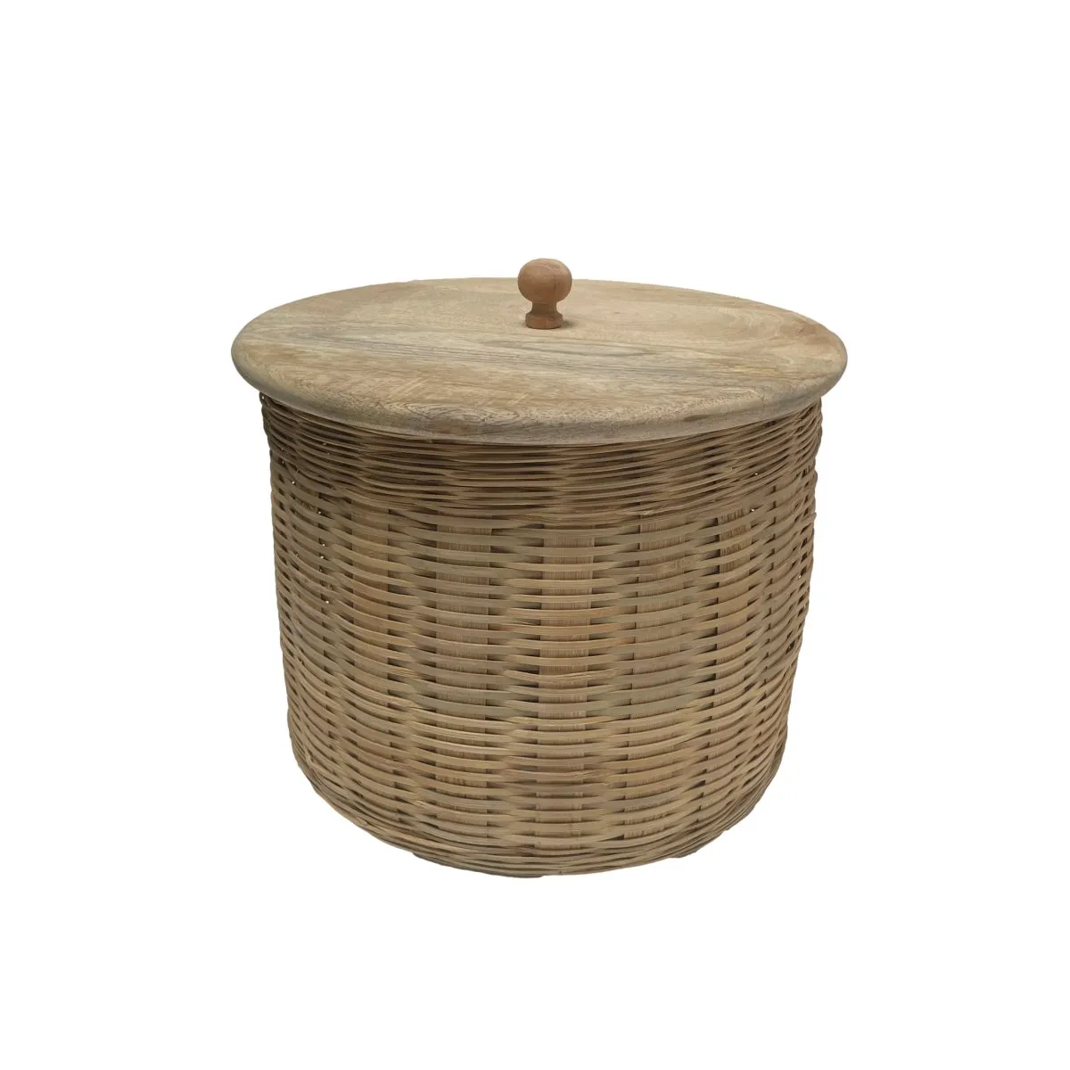 Medium Rattan Basket wtih Mango Wood Lid