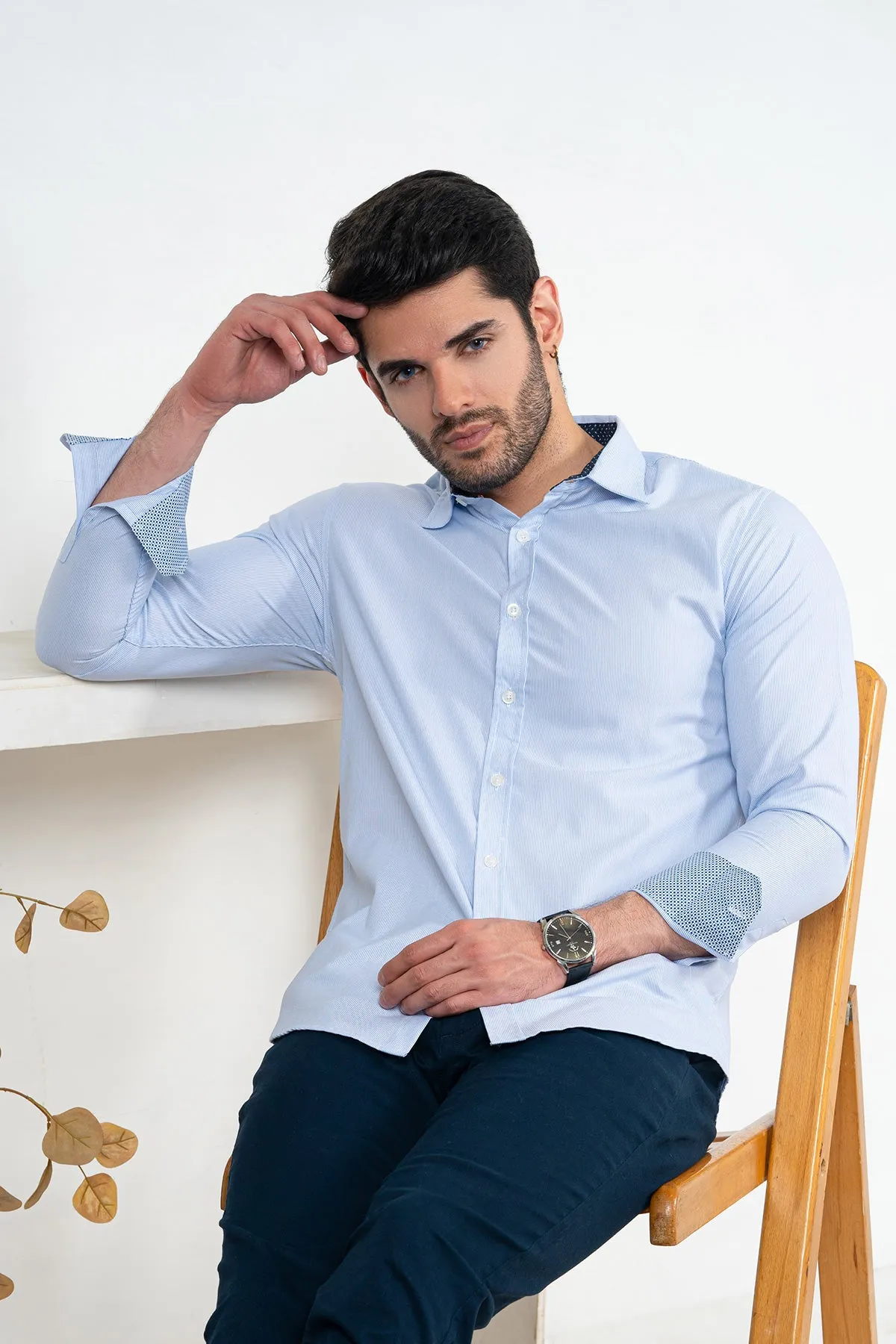 Men's "REECE" Cotton Full Sleeves Checked Designer Shirt