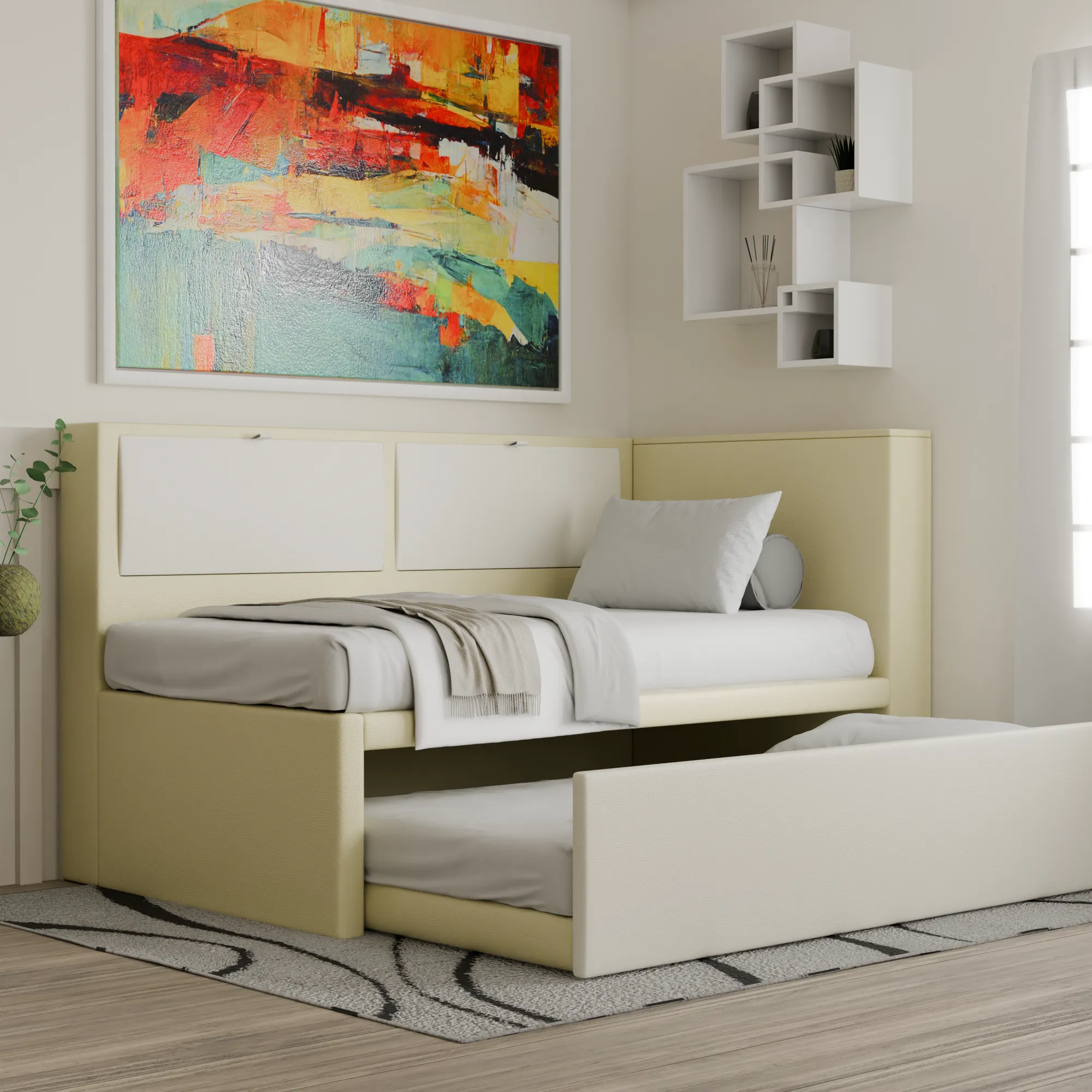 Mervin 5-in-1 Pull-Out Bed Frame with Storage