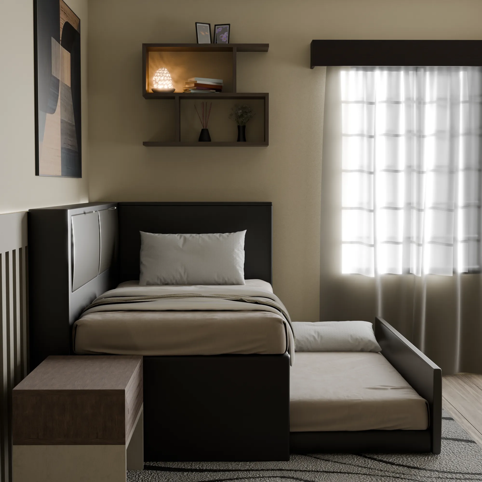 Mervin 5-in-1 Pull-Out Bed Frame with Storage
