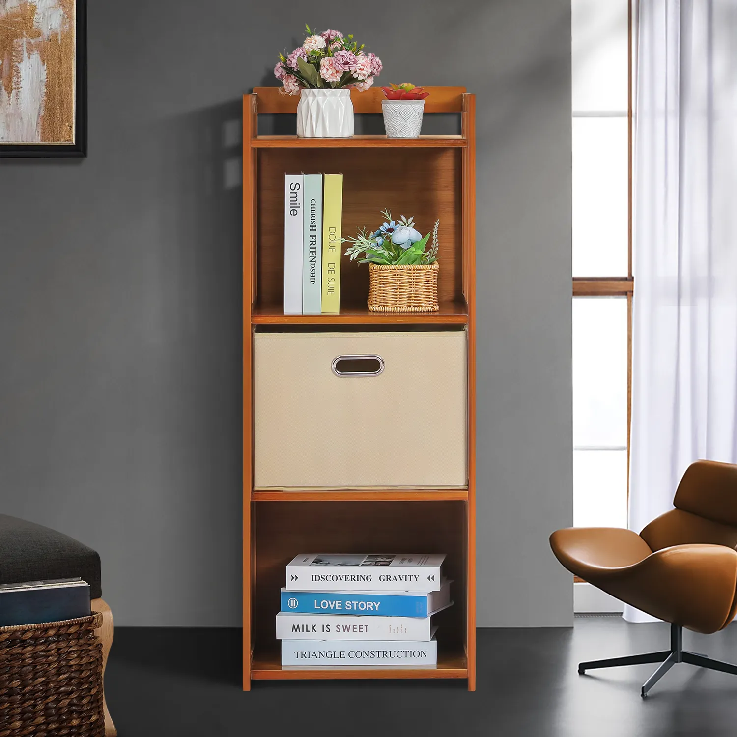 Multi-Functional Storage Cabinet - Vertical Fence Frame - with Storage Box