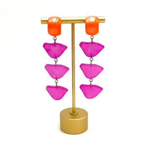 Neon Melon & Pink Moonglow Fat Bird Earrings *