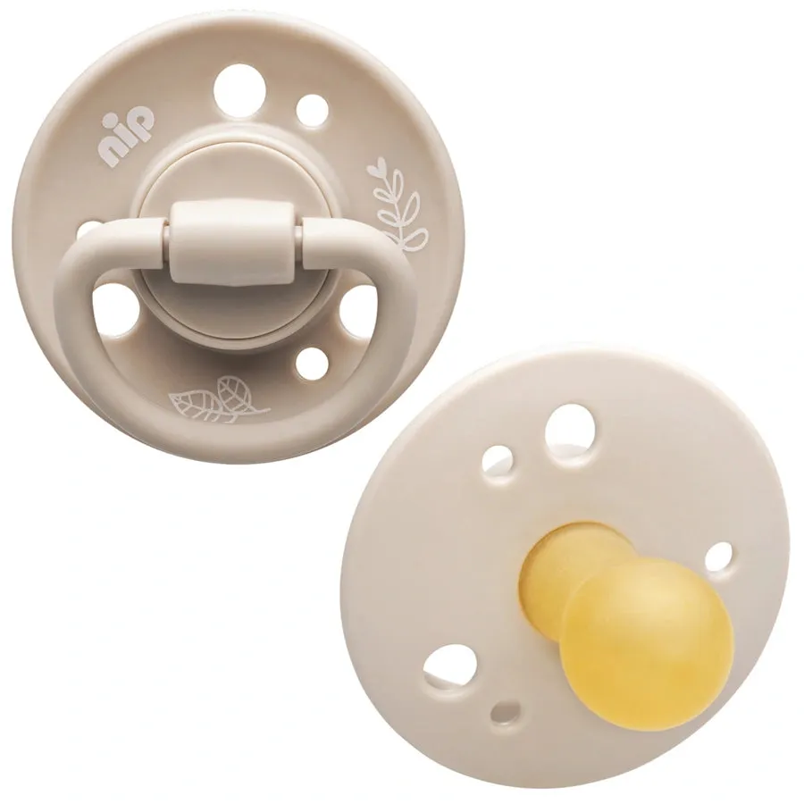 Nip Cherry Round Latex Eco-Friendly Soother (Brown/Beige) 0m 