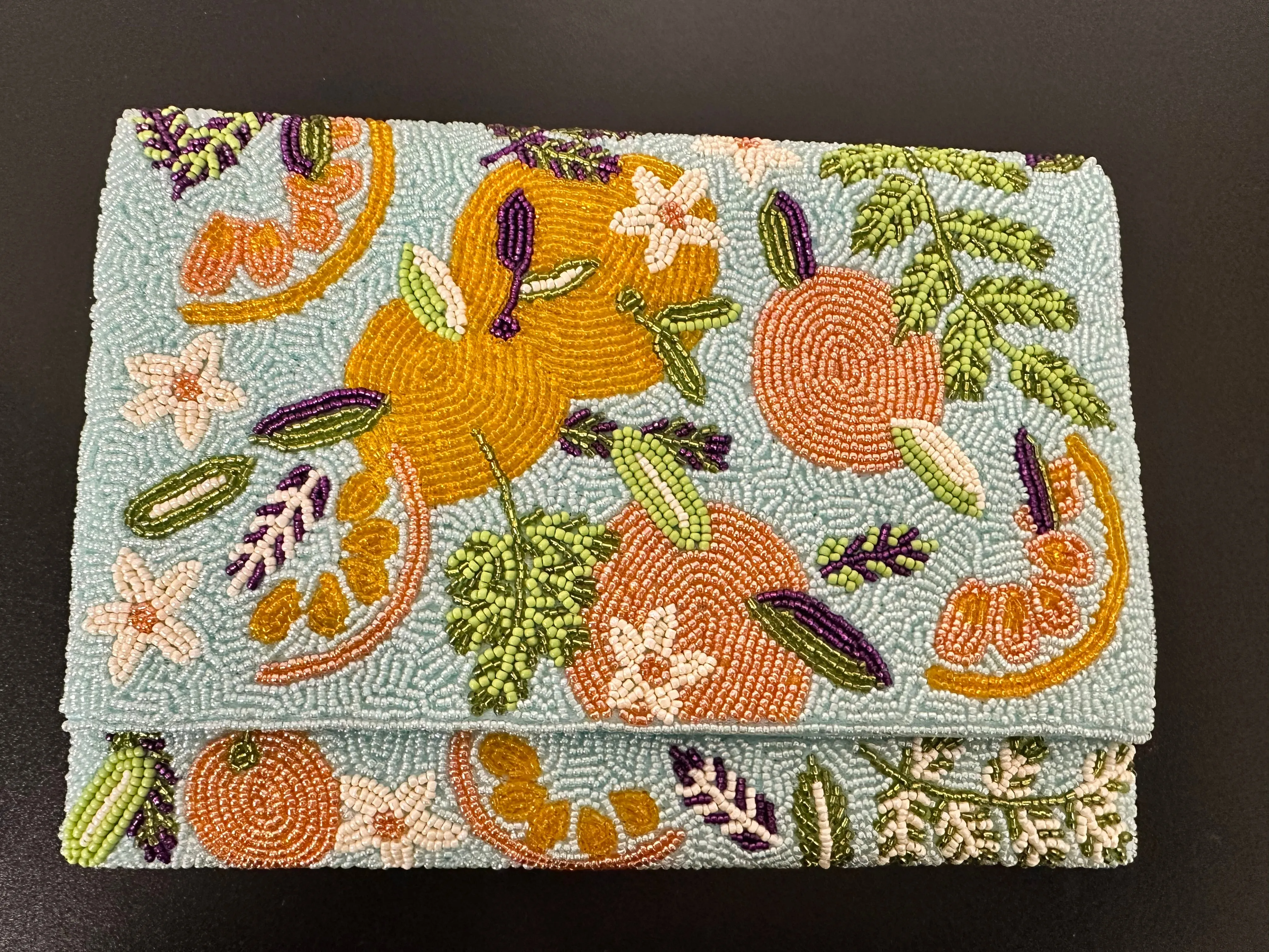 Orange Blossom Beaded Clutch