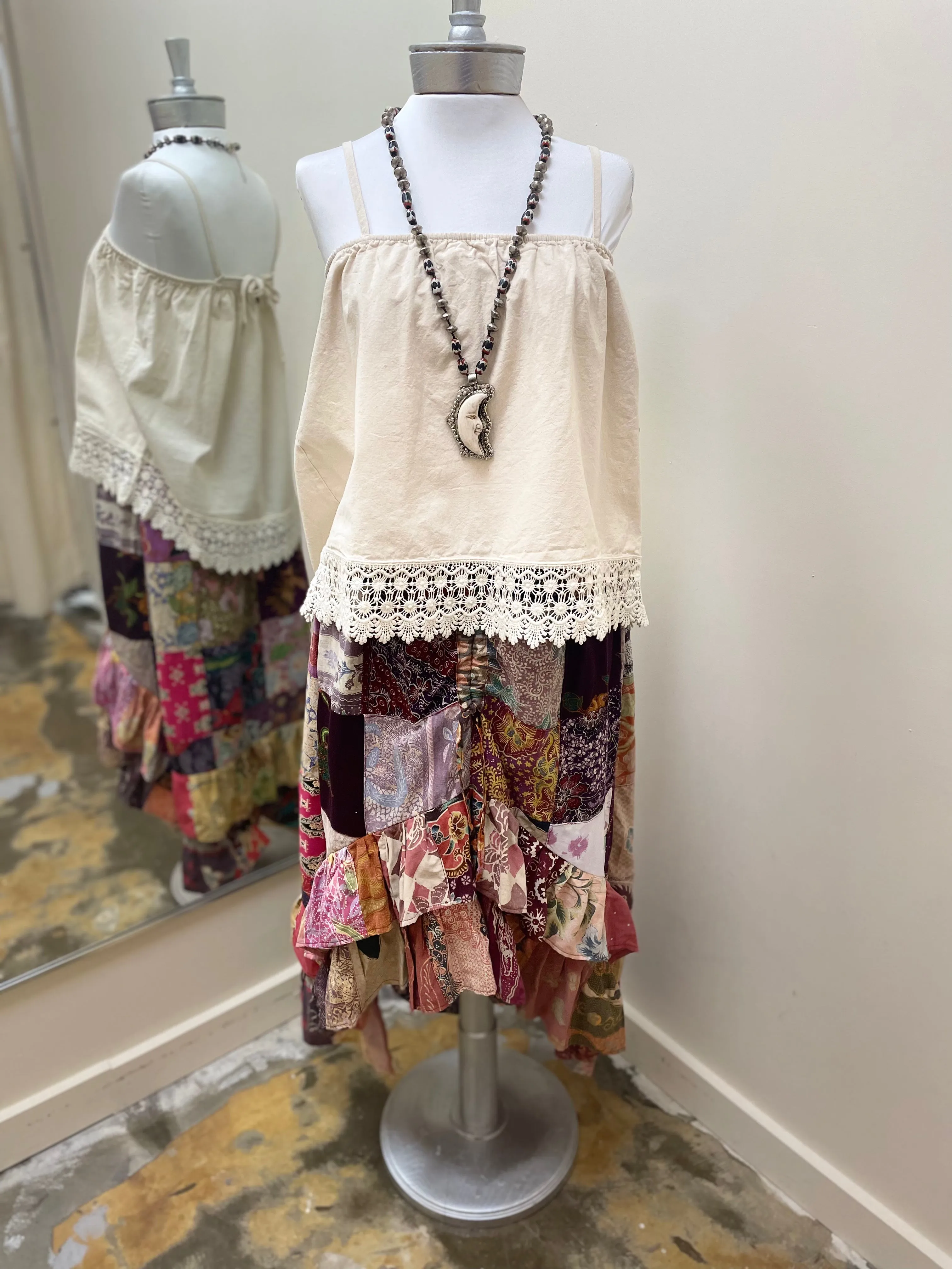 Patchwork Ruffle Skirt or tubeless dress top by Jaded Gypsy