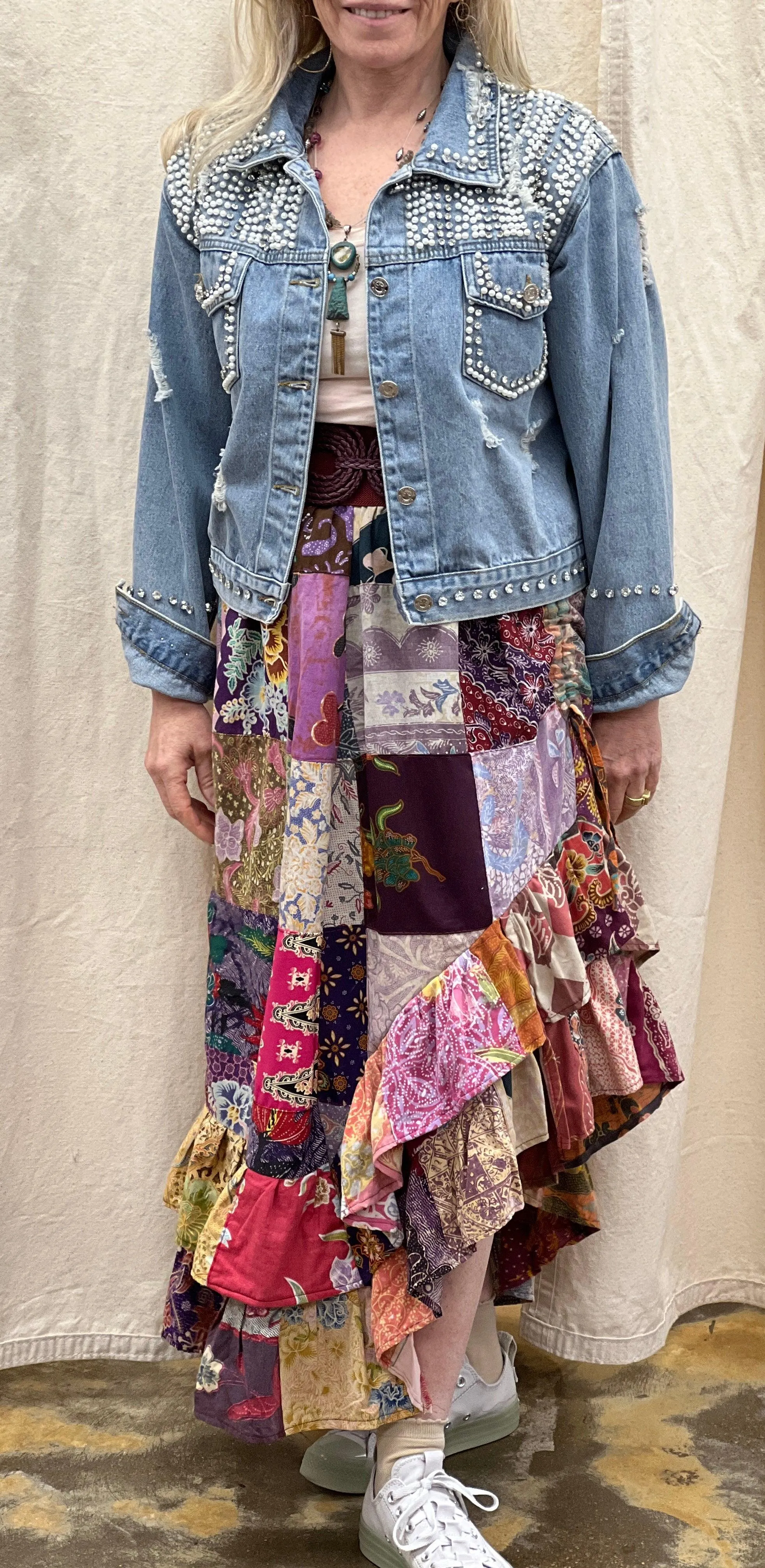 Patchwork Ruffle Skirt or tubeless dress top by Jaded Gypsy
