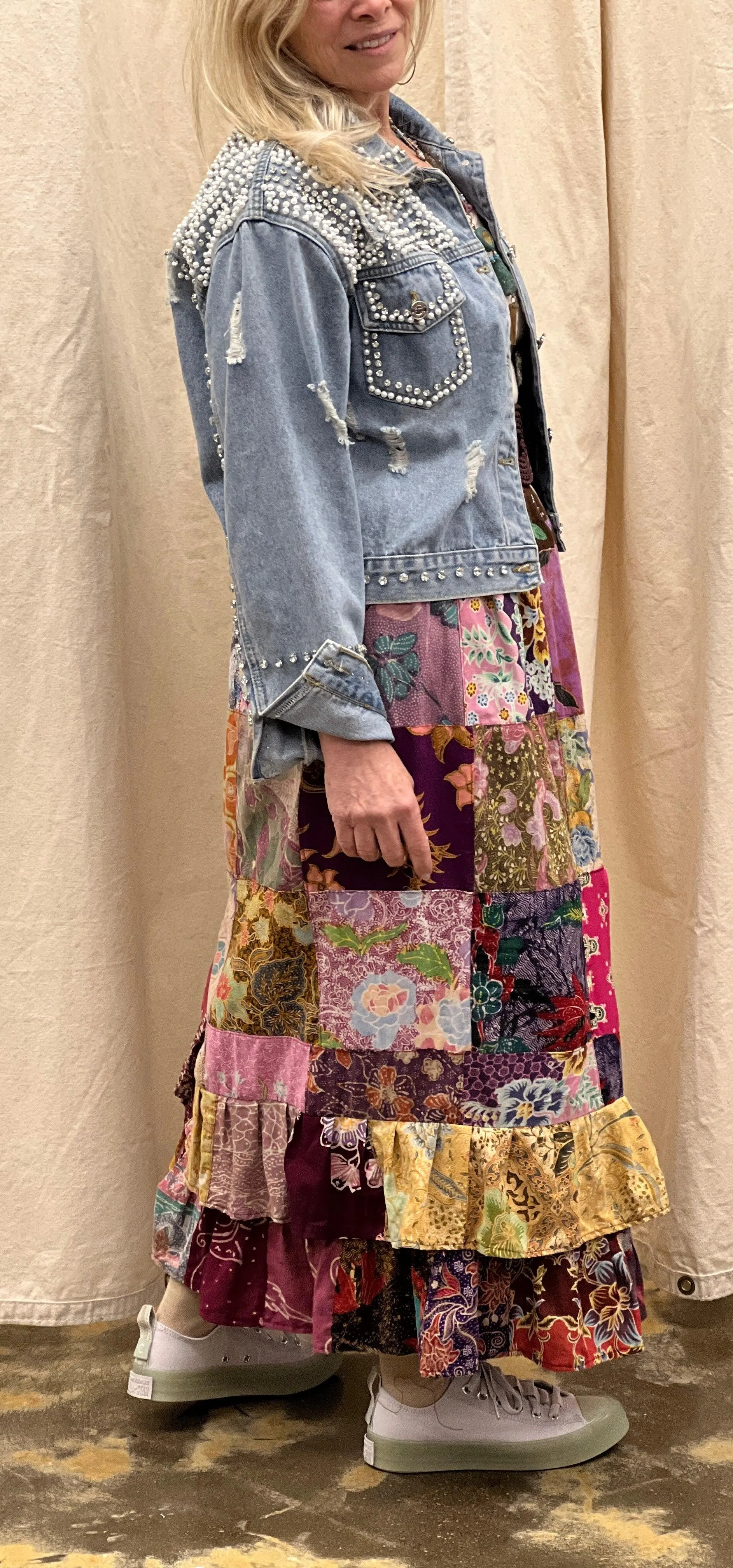 Patchwork Ruffle Skirt or tubeless dress top by Jaded Gypsy