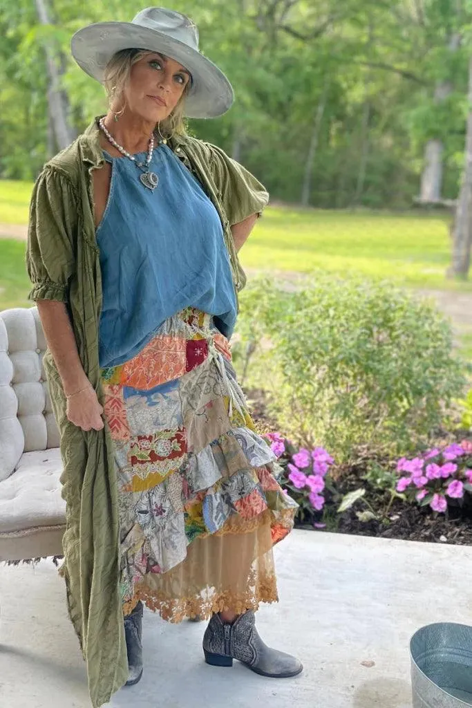 Patchwork Ruffle Skirt or tubeless dress top by Jaded Gypsy