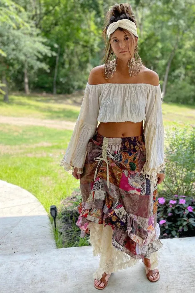 Patchwork Ruffle Skirt or tubeless dress top by Jaded Gypsy