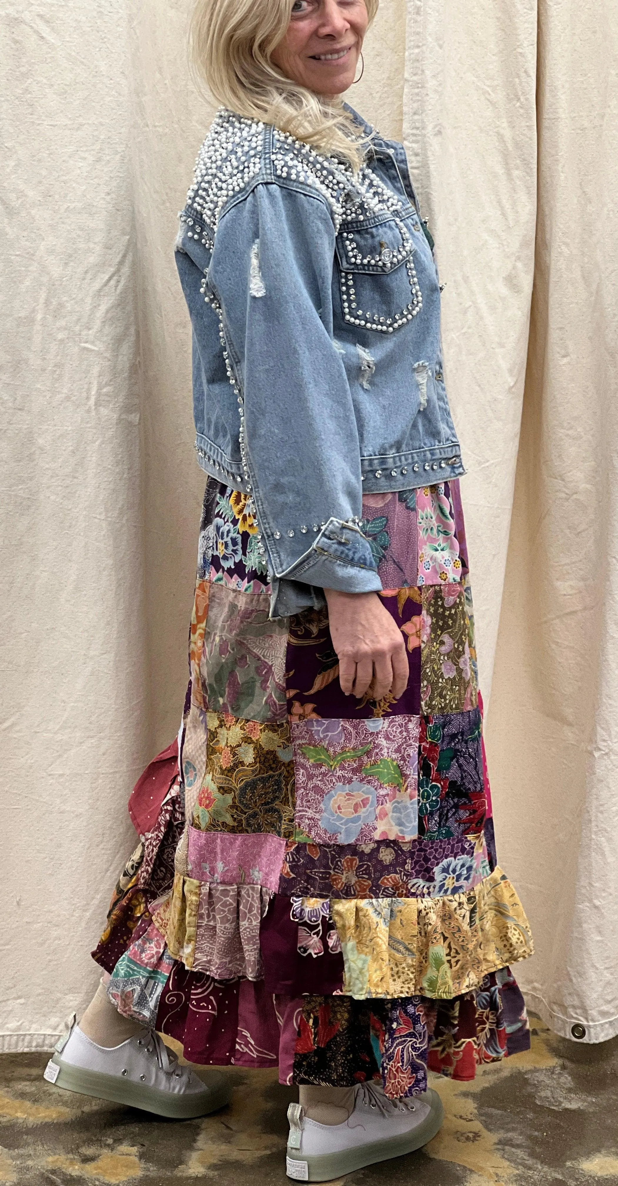 Patchwork Ruffle Skirt or tubeless dress top by Jaded Gypsy