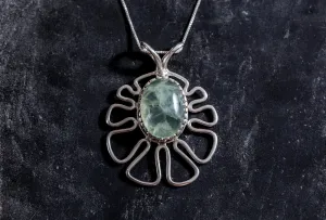 Prehnite Pendant - Natural Prehnite Necklace - Large Flower Pendant