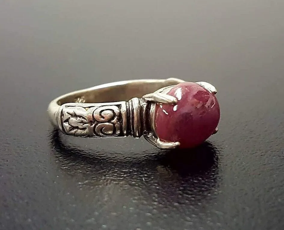 Ruby Boho Ring - Natural Ruby Ring - Solitaire Red Ring