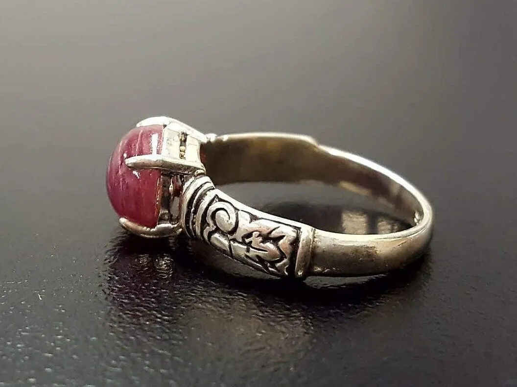 Ruby Boho Ring - Natural Ruby Ring - Solitaire Red Ring