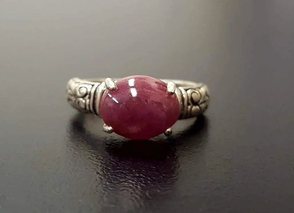 Ruby Boho Ring - Natural Ruby Ring - Solitaire Red Ring