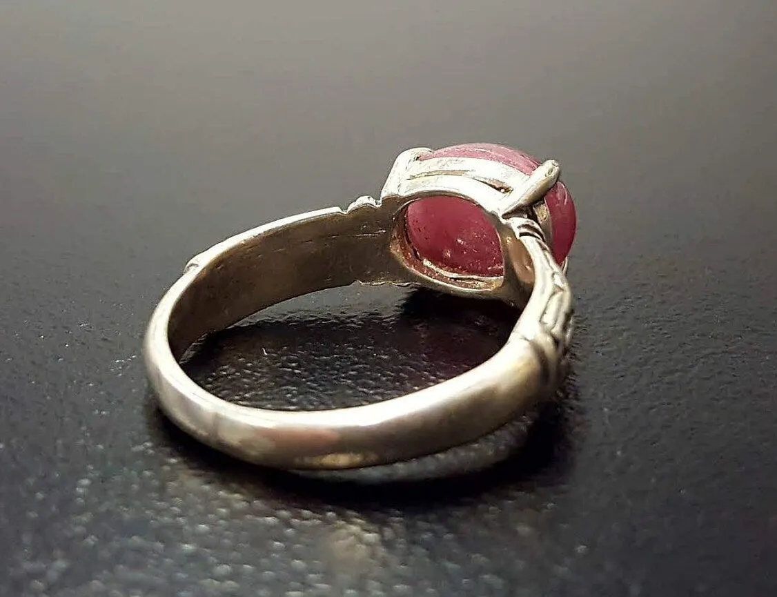 Ruby Boho Ring - Natural Ruby Ring - Solitaire Red Ring