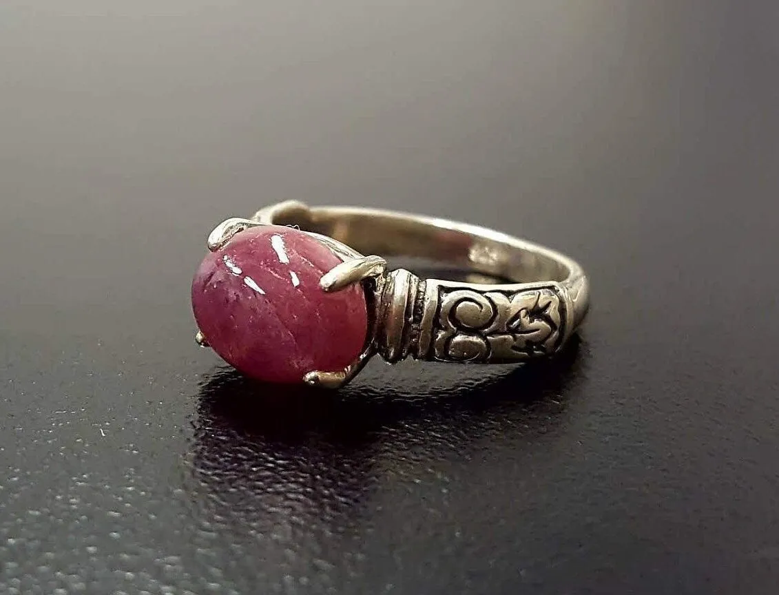 Ruby Boho Ring - Natural Ruby Ring - Solitaire Red Ring