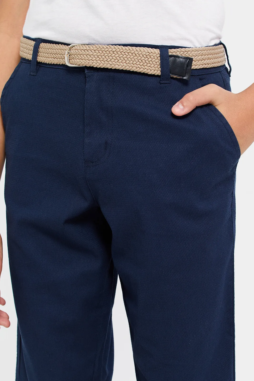 Senior Boys Navy Belted Trouser Shorts