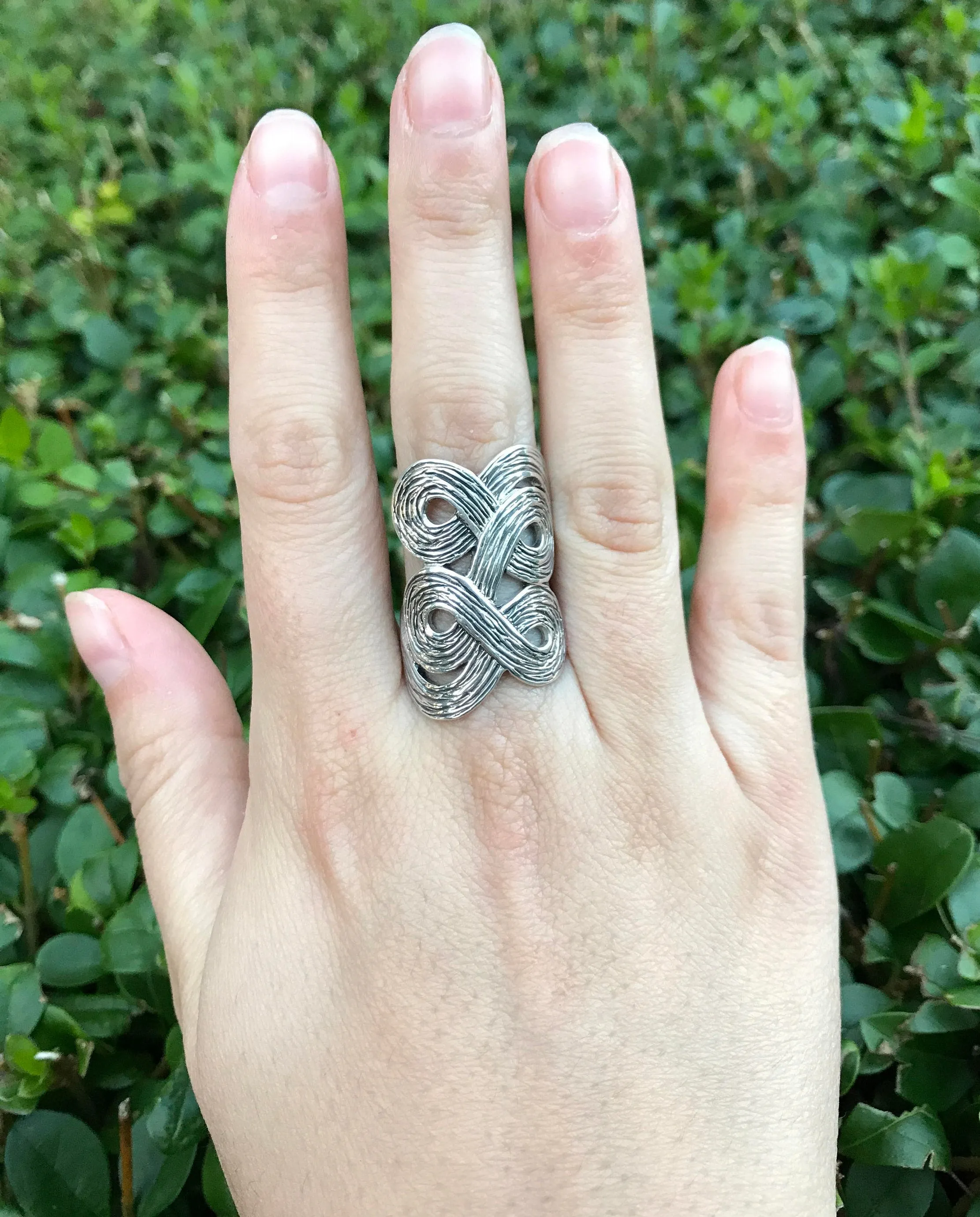 Silver Infinity Ring - Long Silver Ring - Silver Statement Ring