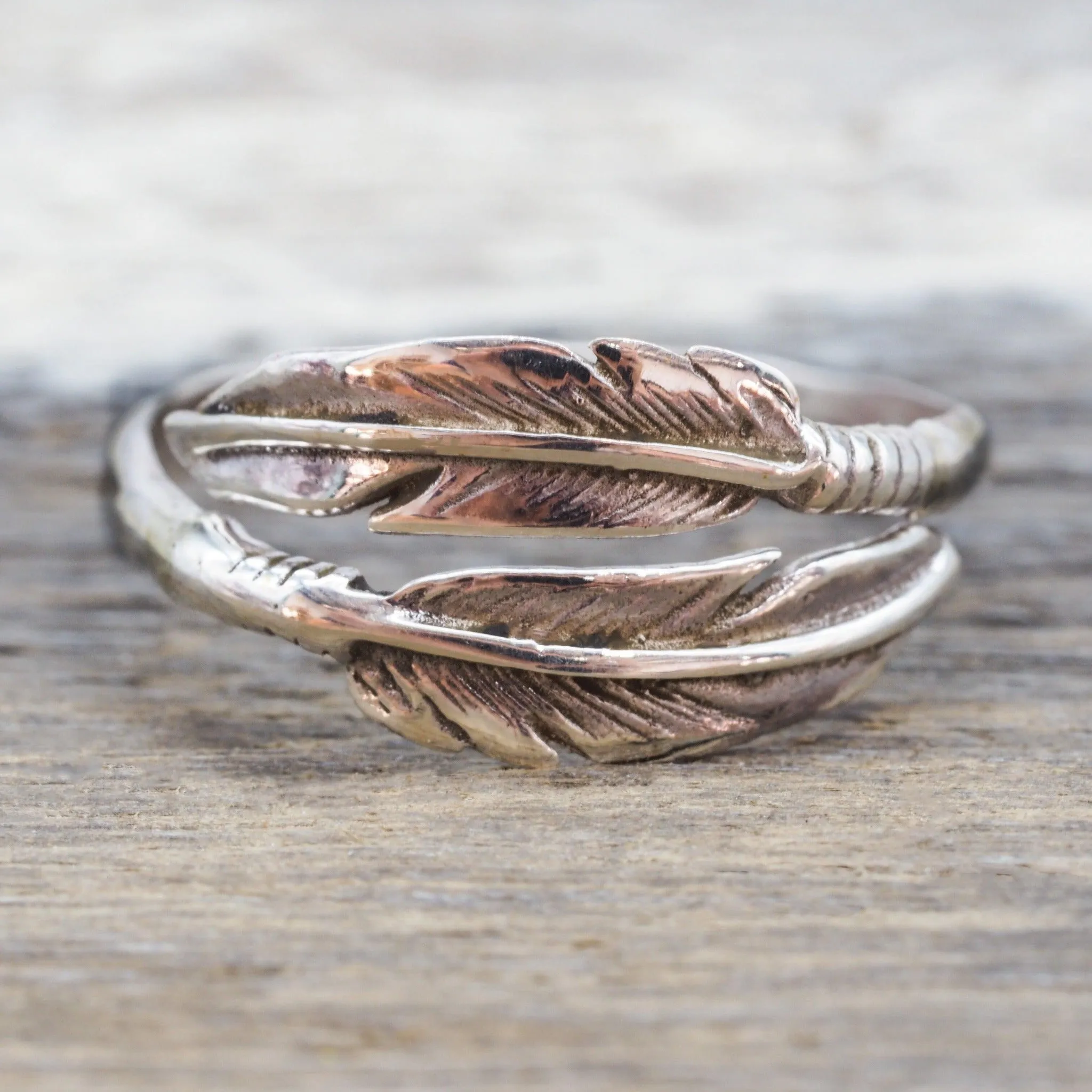 Silver Navajo Carved Feather Ring