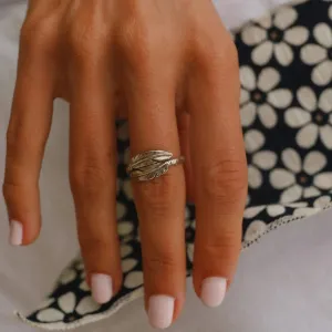 Silver Navajo Carved Feather Ring