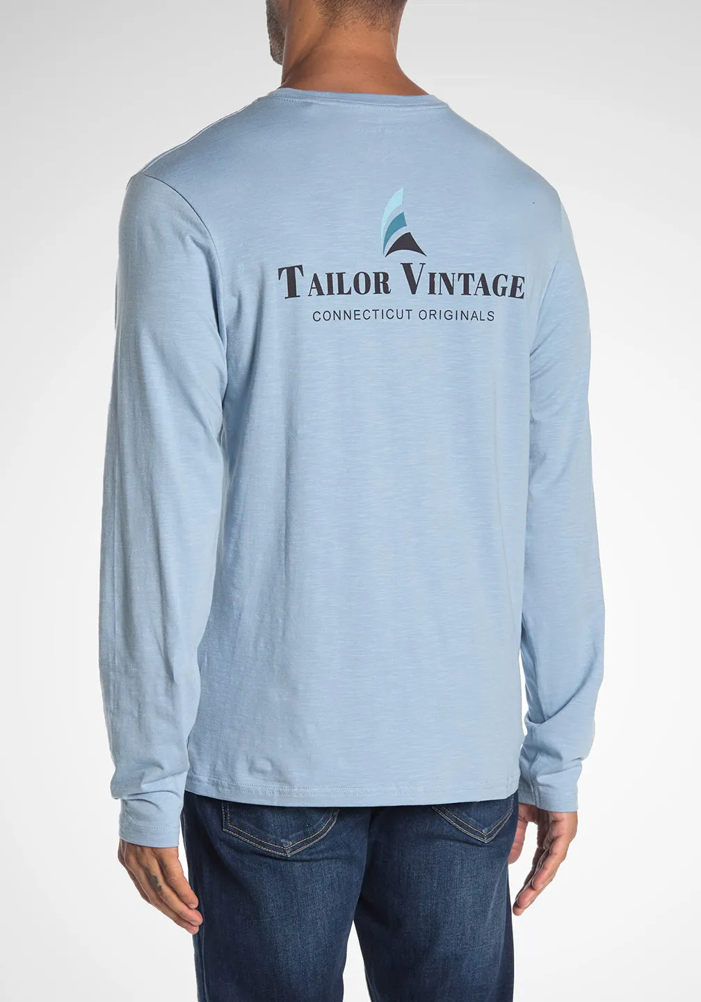 Stretch Slub Jersey Long Sleeve Logo Tee