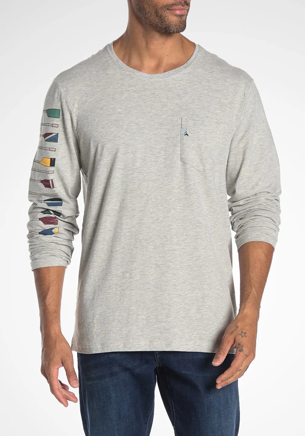 Stretch Slub Jersey Long Sleeve Logo Tee