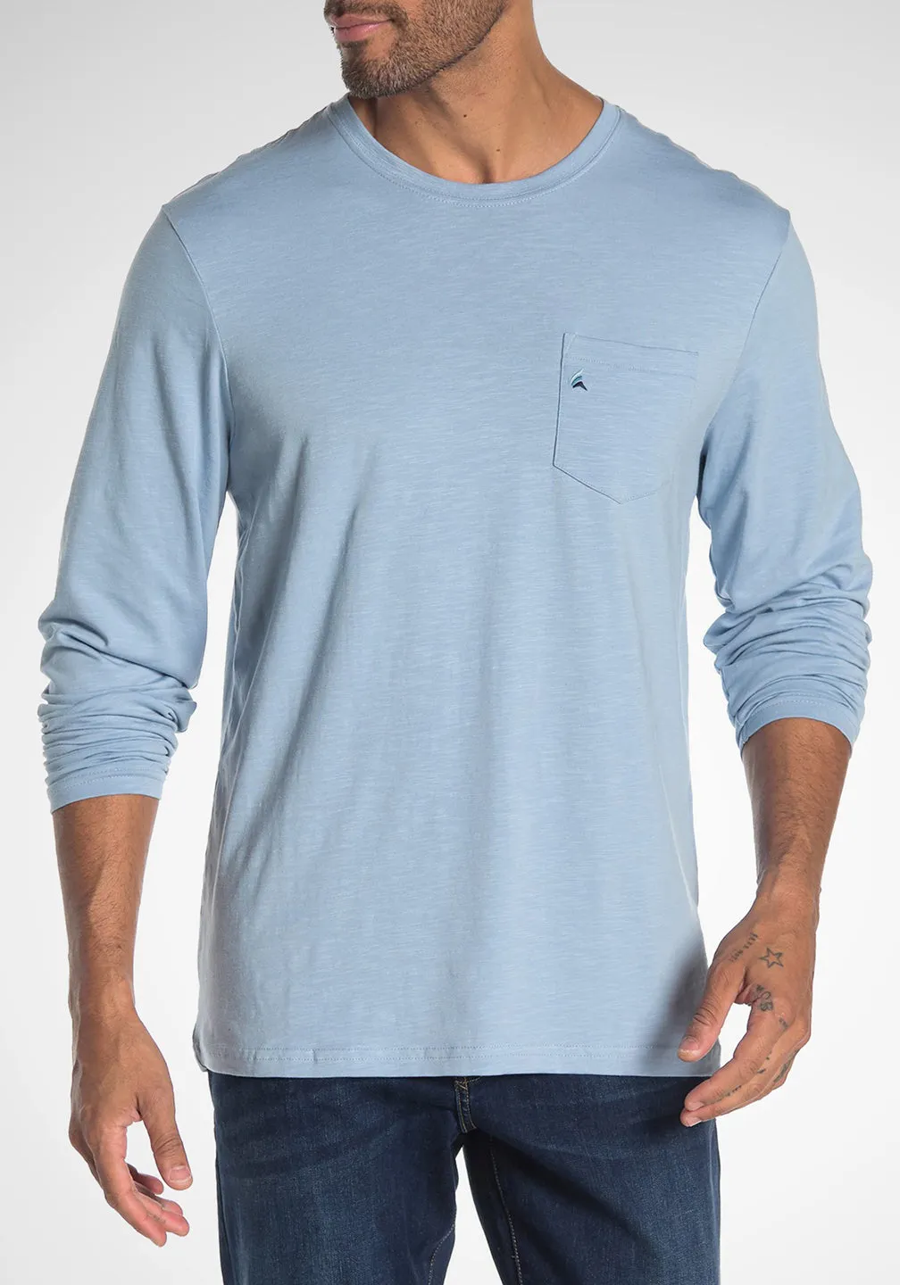 Stretch Slub Jersey Long Sleeve Logo Tee