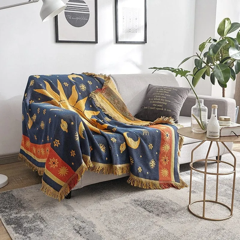 Sun & Moon Boho Throw Blanket