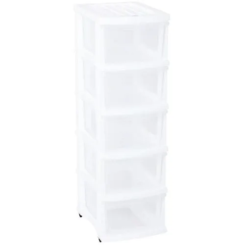 Taurus A3 Storage Tower with 5 Drawers – White