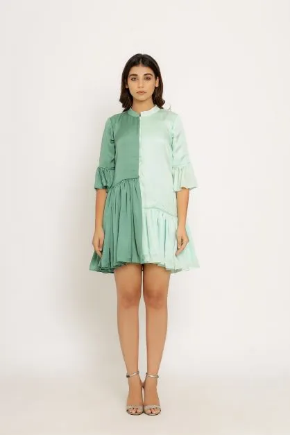 Teal Tea Green Half & Half Dress