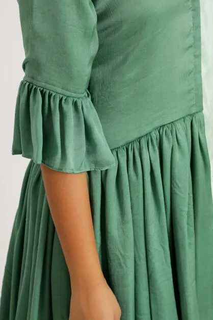 Teal Tea Green Half & Half Dress