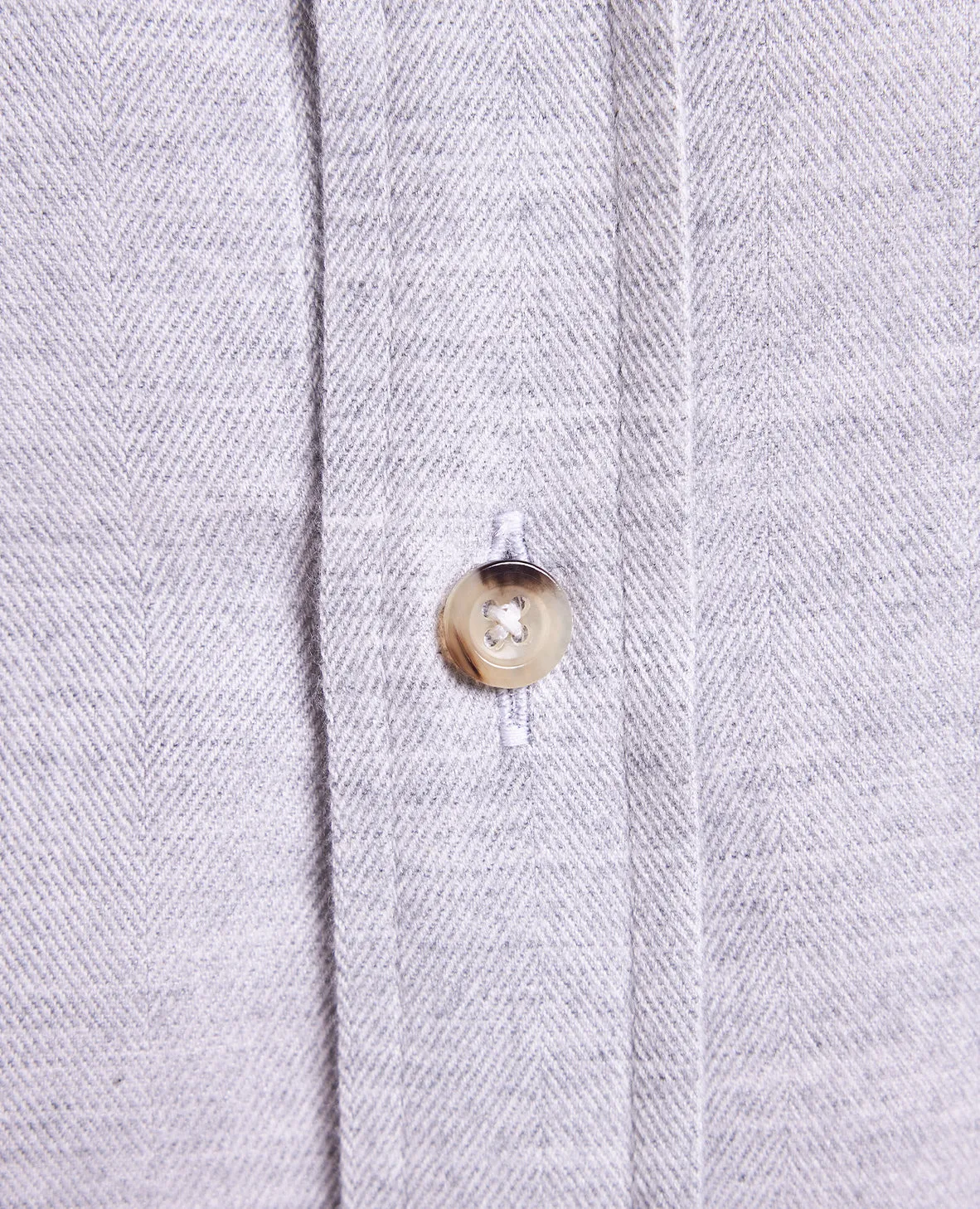 The Dean - Thomas Mason Brushed Cotton Herringbone Shirt - Light Grey