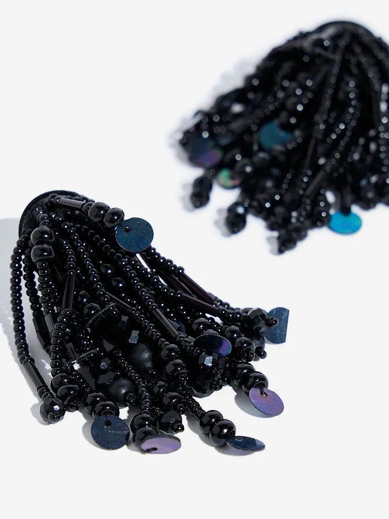 Westside Accessories Black Long Bunch Beaded Earrings
