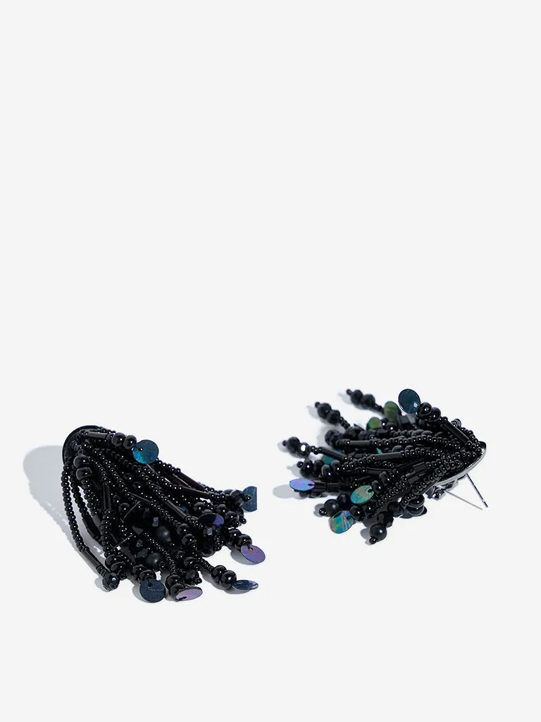 Westside Accessories Black Long Bunch Beaded Earrings