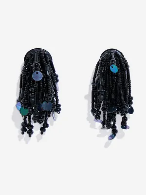 Westside Accessories Black Long Bunch Beaded Earrings